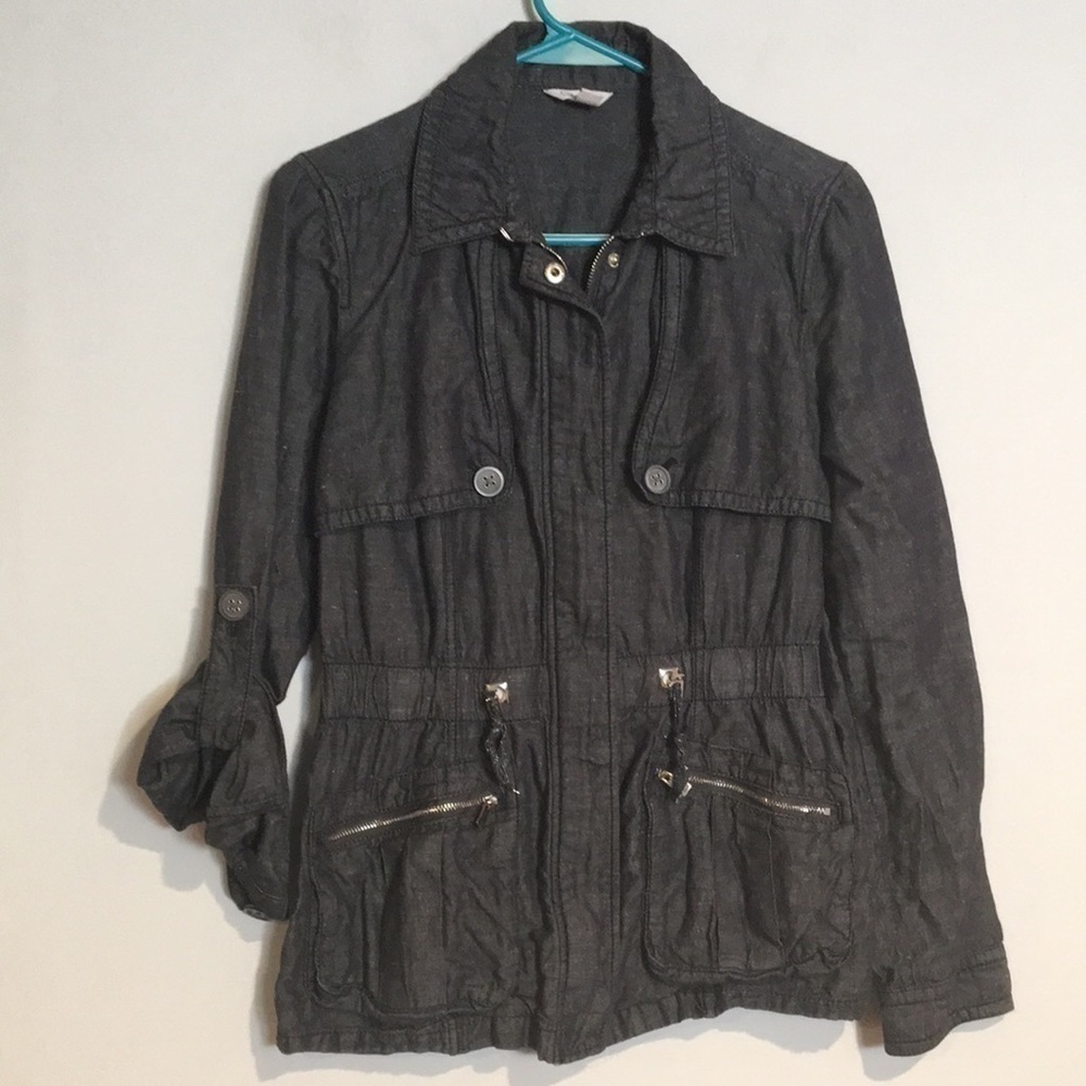 🍀Calvin Klein Linen Anorak Jean Jacket SZ S